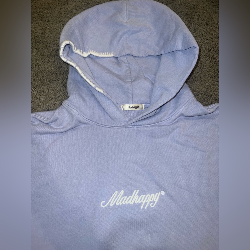Madhappy Cropped Logo Hoodie in light purple / periwinkle